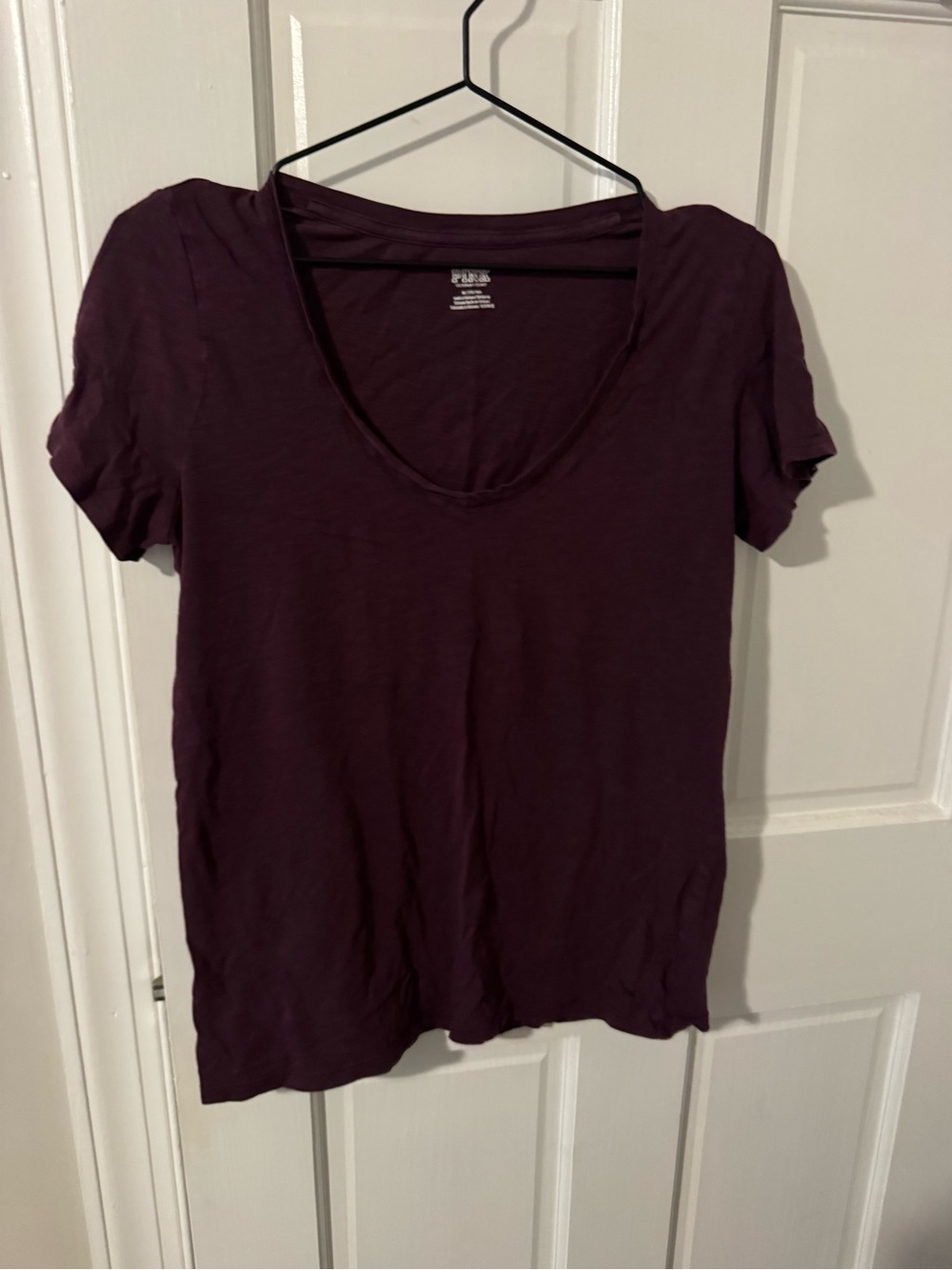 PINK Victoria's Secret V-Neck Short Sleeve Tee - Plum